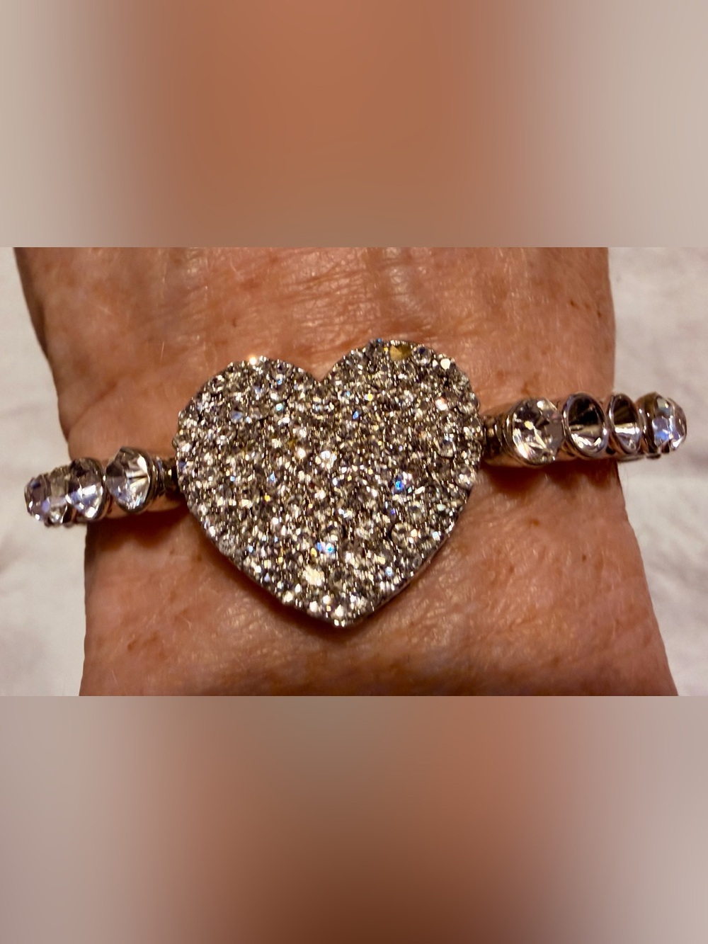 Crystal Heart Bracelet - Silver Sparkle